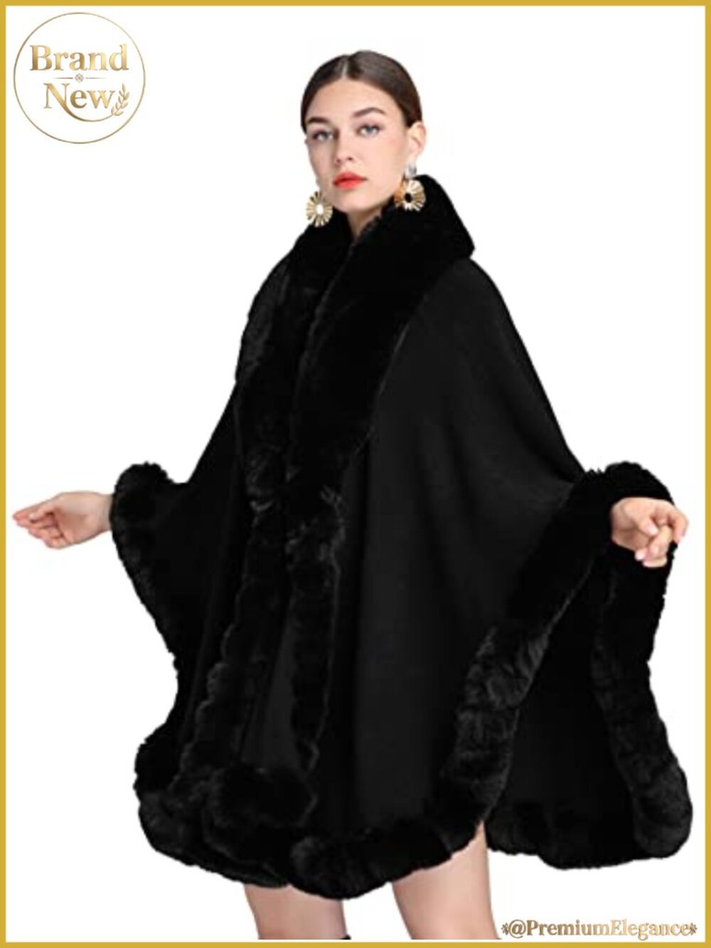 Faux Fur Poncho Shawl Wrap Cape Faux Rabbit Fur Women Evening